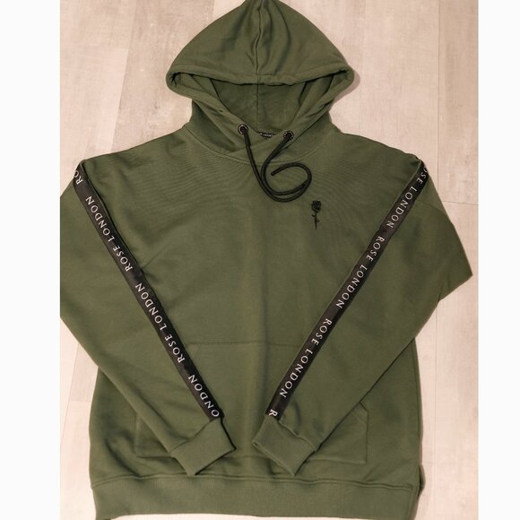 Men's Dark Army Green Hoodie Streetwear 100% Cotton Size L New - Picture 6 of 6